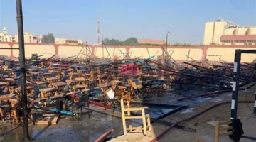 إطفاء حريق شب داخل خيمة امتحانات في جامعة السادات