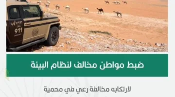 إلقاء القبض على مواطن انتهك قانون البيئة من خلال الرعي في المحمية