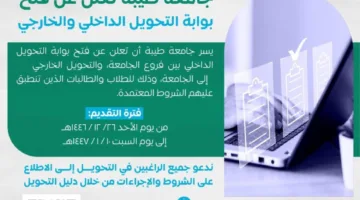 جامعة طيبة تفتح باب التحويل الداخلي والخارجي للطلاب والطالبات