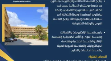 تنسيق الجامعات لعام 2025: معلومات حول التعليم وبرامج كلية الهندسة في جامعة حلوان