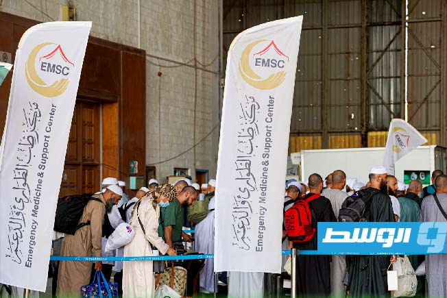 وصول الفوج الثاني من الحجاج العائدين من الأراضي المقدسة إلى مطار معيتيقة، 17 يونيو 2025. (مركز طب الطوارئ)