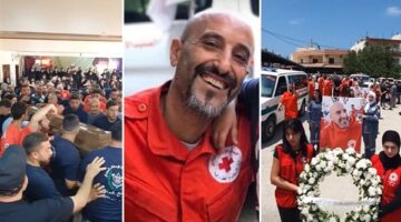 وداع مؤثر وحزين للمتطوع الشاب نايف مكنا من الصليب الأحمر، الذي dedicated his life to humanitarian work.