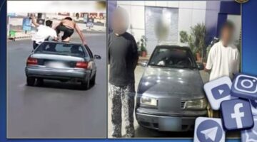 توقيف سائق سيارة خاصة بسبب قيامه بحركات استعراضية على سطح المركبة