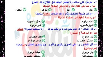 مراجعة شاملة لنحو الصف الثالث الثانوي 2025 بصيغة PDF: ملخص مع أسئلة وأجوبة