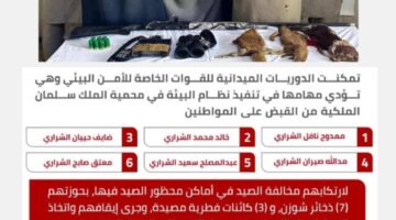 اعتقال ستة أشخاص بسبب الصيد في مناطق محظورة داخل محمية الملك سلمان الملكية