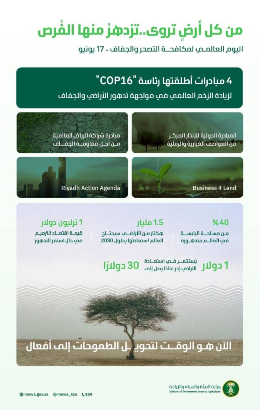 المملكة تجدد 313 ألف هكتار من الأراضي المتضررة المملكة تجدد 313 ألف هكتار من الأراضي المتضررة