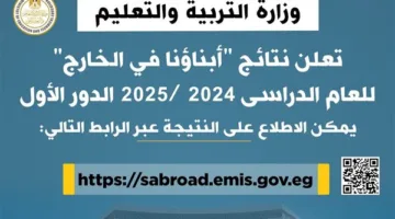 وزارة التربية والتعليم تُعلن عن رابط نتائج امتحانات الطلاب في الخارج للعام الدراسي 2025.