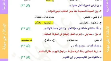 35 سؤالاً مع الإجابات حول امتحانات النحو في الثانوية العامة للوحدتين الخامسة والسادسة