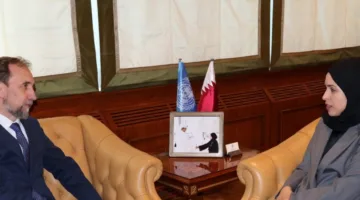 اجتماع المندوب الدائم لدولة قطر في الأمم المتحدة مع رئيس معهد السلام الدولي