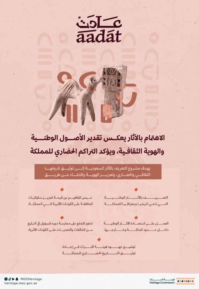 هيئة التراث تطلق مبادرة “عادت” لتعزيز الوعي بقيمة الآثار الوطنية