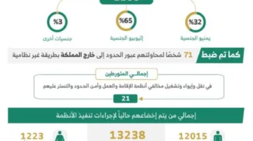 خلال أسبوع.. توقيف 12066 شخصًا مخالفًا لقوانين الإقامة وأمن الحدود