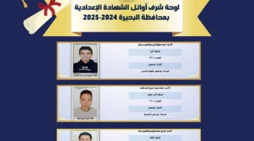 بالصور والأسماء: تقديم قائمة الشرف لأوائل شهادة الإعدادية في البحيرة