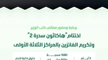 البيئة تختتم هاكاثون سدرة 2 في الرياض والمشيطي يقدّم الجوائز للفائزين بالمراكز الثلاثة الأولى لتعزيز ريادة الأعمال في مجال البيئة
