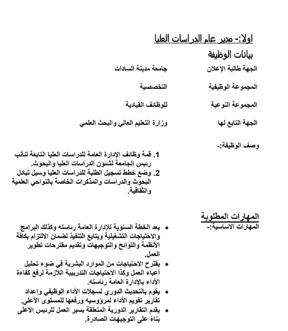 جامعة مدينة السادات تعلن عن توفر فرص عمل جديدة.. التفاصيل كاملة جامعة مدينة السادات تعلن عن توفر فرص عمل جديدة.. التفاصيل كاملة