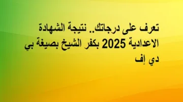 اكتشف نتائجك: درجات الشهادة الإعدادية 2025 بكفر الشيخ بصيغة PDF
