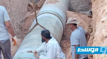 بالفيديو: إصلاحurgent لخط النهر الصناعي «أبوزيان – الرحيبات»