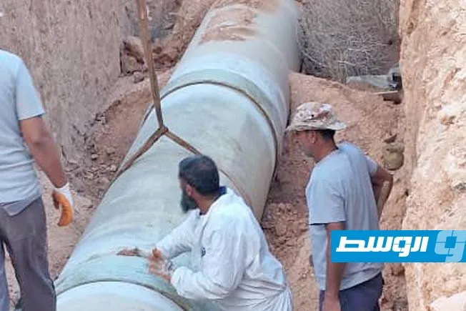 بالفيديو: إصلاحurgent لخط النهر الصناعي «أبوزيان – الرحيبات»