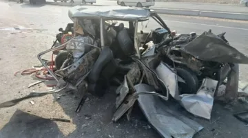 “اصطدام مروع على طريق السخنة” .. حادث يؤدي لتدمير سيارتين في ثوانٍ معدودة