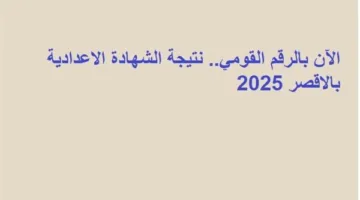 الآن باستخدام الرقم القومي: نتائج الشهادة الإعدادية في الأقصر لعام 2025