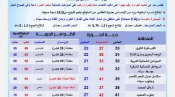حرارة مرتفعة ورطوبة عالية.. الأرصاد الجوية تكشف عن تفاصيل حالة الطقس يوم الأربعاء 25 يونيو 2025