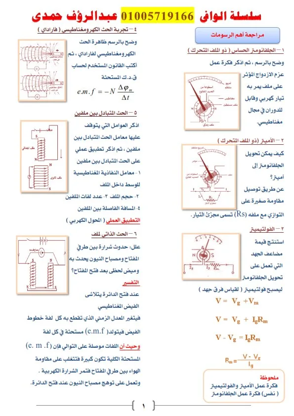 مراجعة شاملة في الفيزياء للصف الثالث الثانوي 2025: 9 أوراق تغطي المنهج الكامل