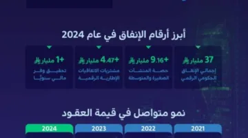 الحكومة الرقمية: زيادة بنسبة (18.75%) في قيمة العقود الحكومية الجديدة لعام 2024، تصل إلى (38) مليار ريال.
