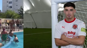 فيديو – لاعب يقذف سيدة بكرسي داخل المسبح