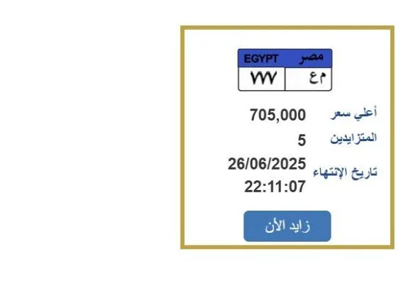 سعرها 700 ألف جنيه: كيفية المشاركة في مزاد للحصول على لوحة سيارة فريدة