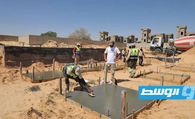 من استكمال الأعمال المدنية بمحطة تحويل العلالقة في صبراتة، 26 يونيو 2025. (شركة الكهرباء)