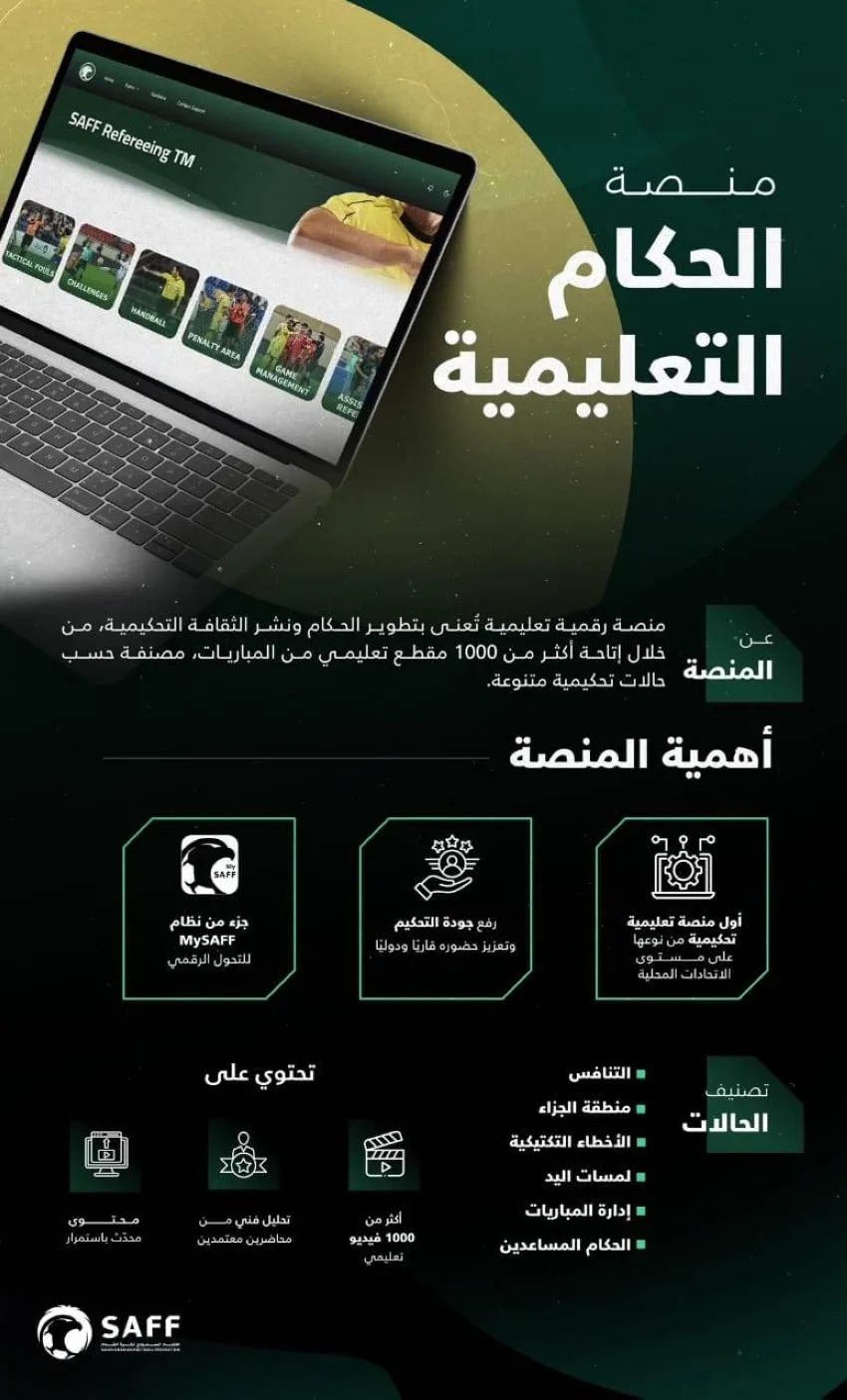 الاتحاد السعودي لكرة القدم يطلق منصة تعليمية خاصة بالحكام