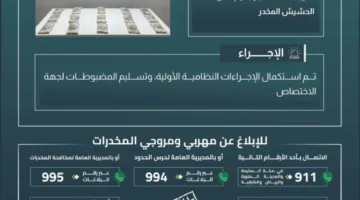 إحباط محاولة تهريب 17.9 كيلوجرامًا من الحشيش في جازان