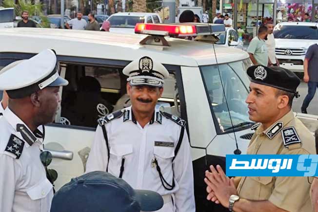 جولة مدير أمن طرابلس وقيادات المديرية على التمركزات الأمنية في العاصمة، الجمعة 28 يونيو 2025. (مديرية أمن طرابلس)