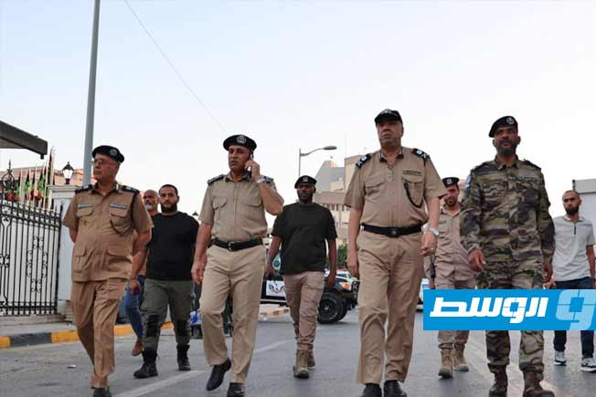 جولة مدير أمن طرابلس وقيادات المديرية على التمركزات الأمنية في العاصمة، الجمعة 28 يونيو 2025. (مديرية أمن طرابلس)