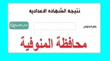 استعلم الآن عن نتيجة الشهادة الإعدادية في المنوفية 2025 باستخدام رقم الجلوس