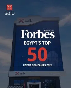 بنك Saib يعلن فخره بوجوده في قائمة “أفضل 50 شركة في مصر لعام 2025” التي أصدرتها فوربس بنك Saib يعلن فخره بوجوده في قائمة “أفضل 50 شركة في مصر لعام 2025” التي أصدرتها فوربس