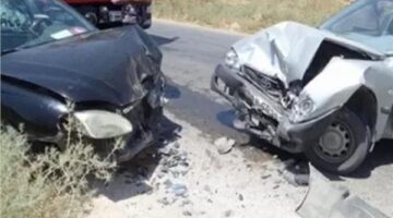 إصابة ثلاثة أفراد نتيجة حادث تصادم بين سيارتين في قرية الجورة بالشيخ زويد