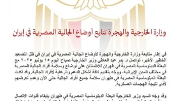 وزارة الخارجية والهجرة تراقب أحوال المصريين في إيران