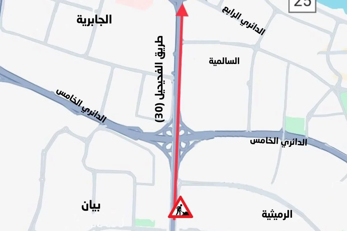 الإدارة العامة للمرور: إغلاقات جزئية على طريق الفحيحيل