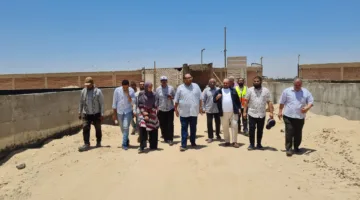 مدير مياه سوهاج يقوم بزيارة ميدانية لمتابعة أعمال التجديد في محطة معالجة صرف الكولا ومجمع التخزين.