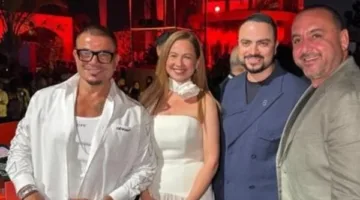 ريا أبي راشد تحتفل مع عمرو دياب بمناسبة افتتاح فندقه الجديد في دبي