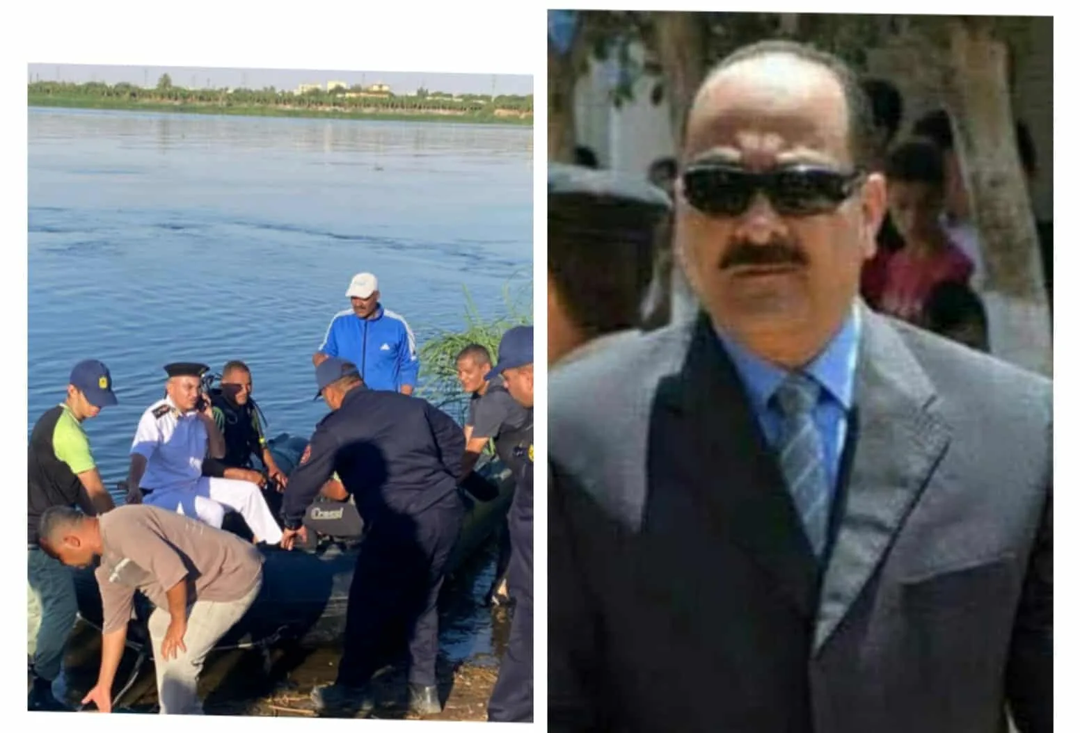مدير أمن المنيا يزور موقع حادث غرق ثلاثة فتيات وشاب في نهر النيل بمركز مطاي