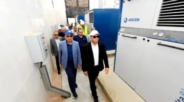 وزير الإسكان ومحافظ المنيا يقومان بزيارة ميدانية لمحطة معالجة مياه الصرف الصحي في برطباط بمركز مغاغة.