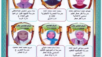 قائمة الشرف للمتفوقين في الشهادة الإعدادية للعام الدراسي 2024-2025 بمديرية التربية والتعليم بالشرقية