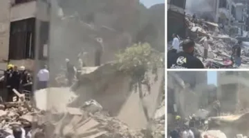 تحطم مبنى من ثلاثة طوابق في منطقة شبرا بالقاهرة