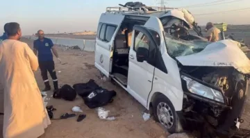 وفاة أب واثنين من أولاده في حادث مروع على طريق وادي النطرون