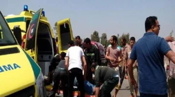 آثار حادث انقلاب سيارة في الفيوم: 8 مصابين بينهم 3 أطفال