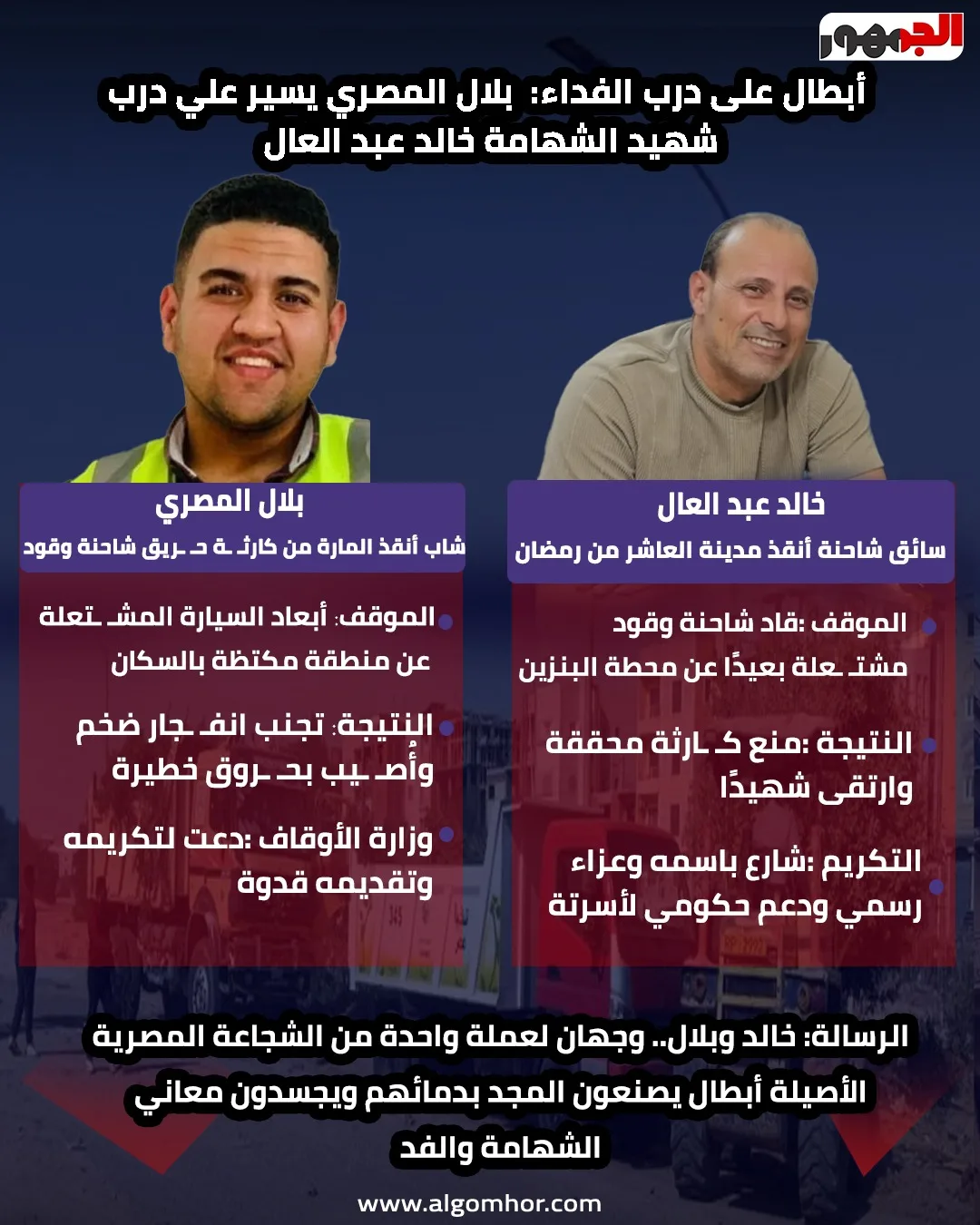 أبطال التضحية.. بلال المصري يواصل مسيرة الشهيد خالد عبد العال