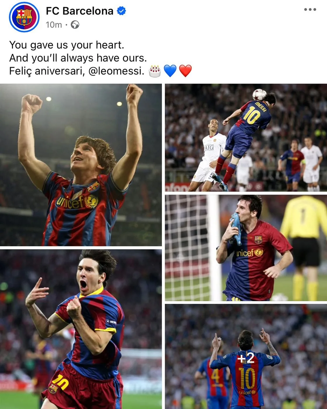 «أهديتنا حبك وسيظل معنا إلى الأبد».. برشلونة يحتفل بعيد ميلاد ميسي الثامن والثلاثين «أهديتنا حبك وسيظل معنا إلى الأبد».. برشلونة يحتفل بعيد ميلاد ميسي الثامن والثلاثين