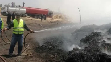إخماد حريق في شونة الكتان بالغربية