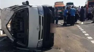 إصابة 7 مشرفين في حادث انقلاب ميكروباص أثناء توجههم لمراكز امتحانات الثانوية في سوهاج